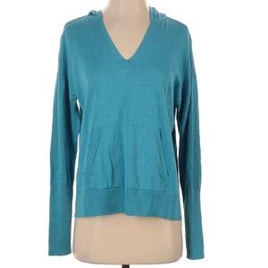 EUC Cabi Serenity Hoodie Women Teal Blue V-Neck Knit Sweater (S)